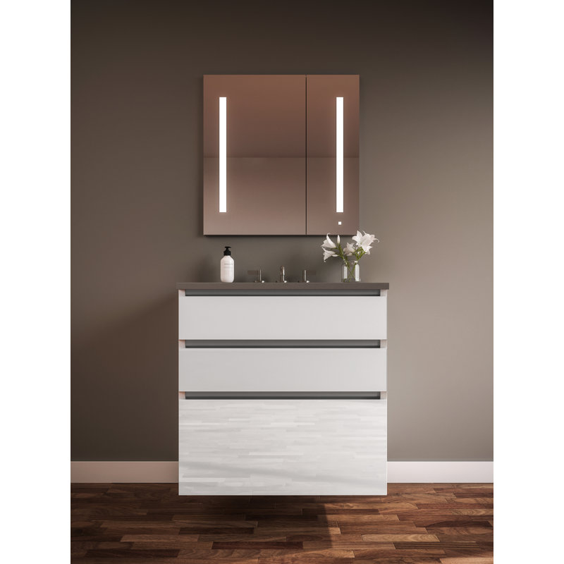 Cartesian Vanity 30" W (3 Drawers), Matte Sand, Lava Black