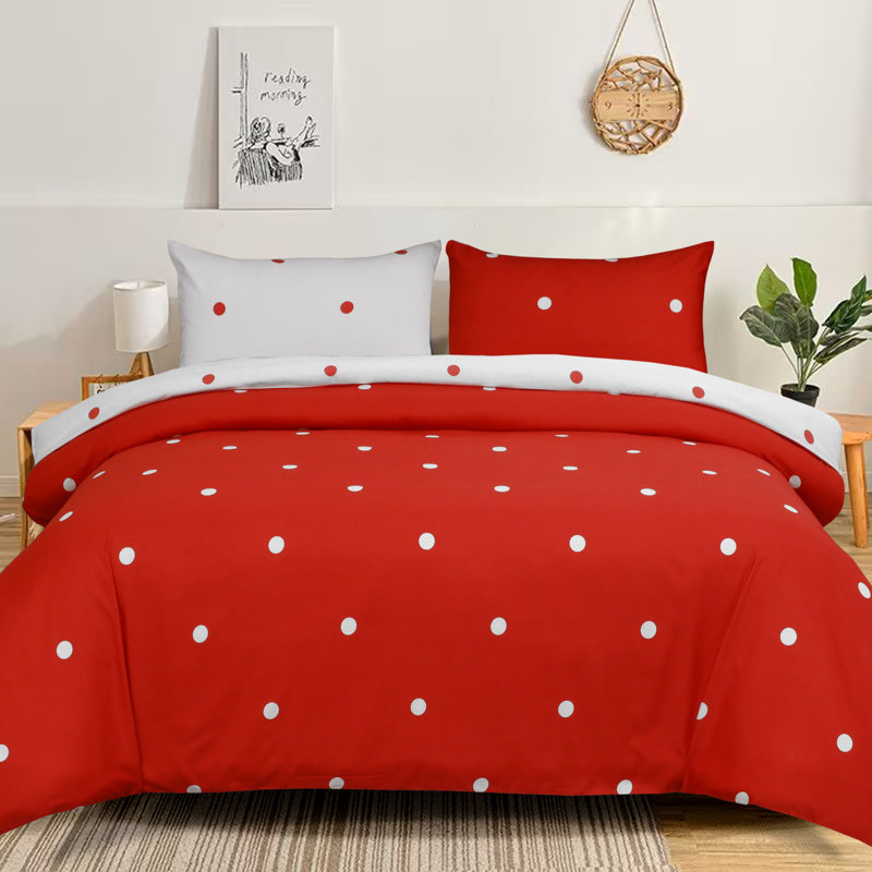 Aspire Homeware Modern Reversible Polka Dots Duvet Cover Set with Pillowcases for Bright and Playful Bedding