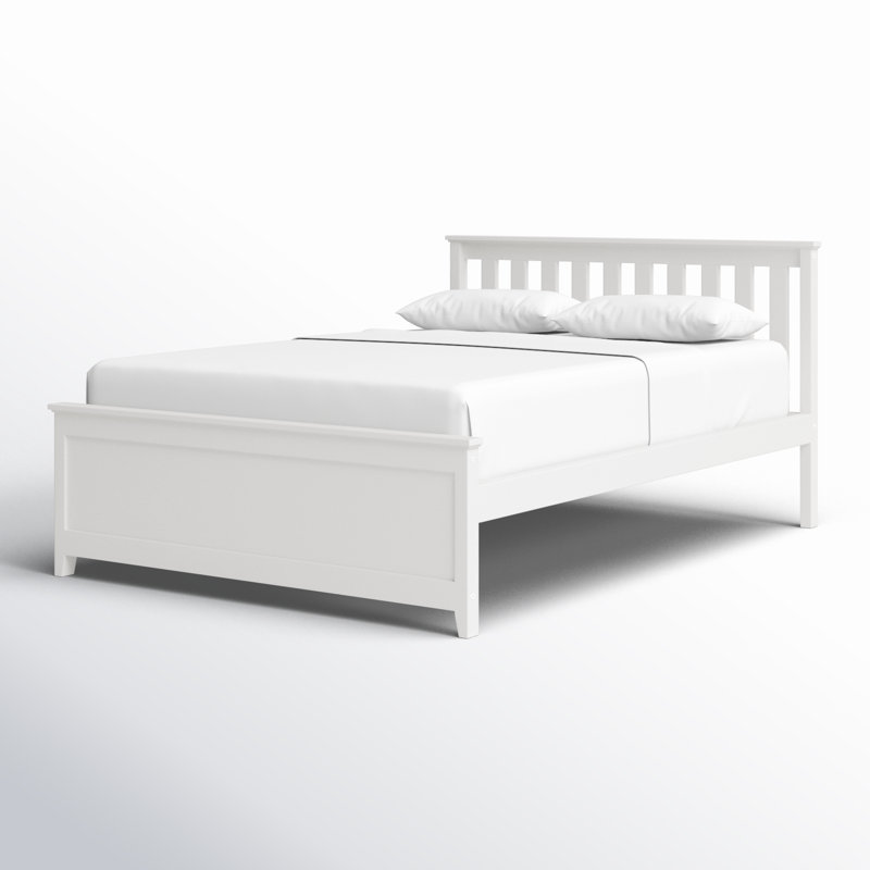 Lit en bois massif Rosenthal, Blanc, Double