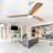 Hot Sales 60 Inch Modern Ceiling Fan With 3 Color Dimmable 3 Solide Wood Blades Remote Control Reversible DC Motor With Led Light-425115511-425115505-425115507