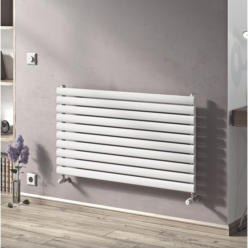 Angela Horizontal Oval Panel Radiators, 58.4cm H x 120cm W x 9cm D, White