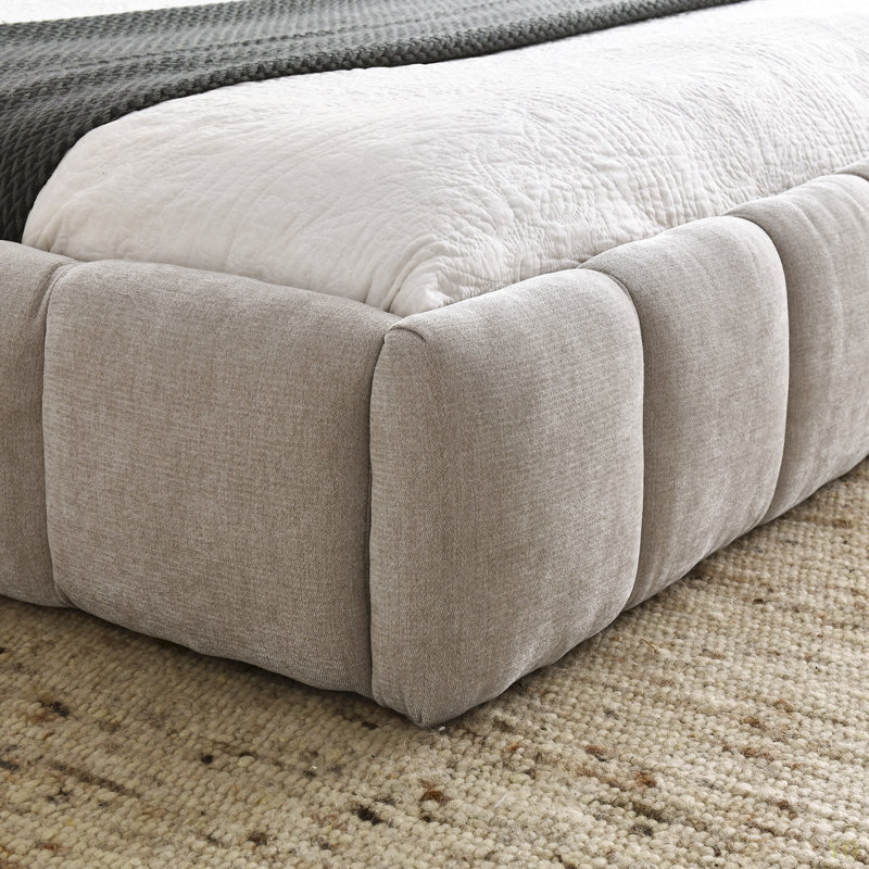 Queen Size Upholstered Bed Frame With Thick Fabric, Chenille Fabric Grounded Queen Size Platform Bed With Headboard And Solid Frame. No Box Spring Needed(68''*86.5''*23.5'')