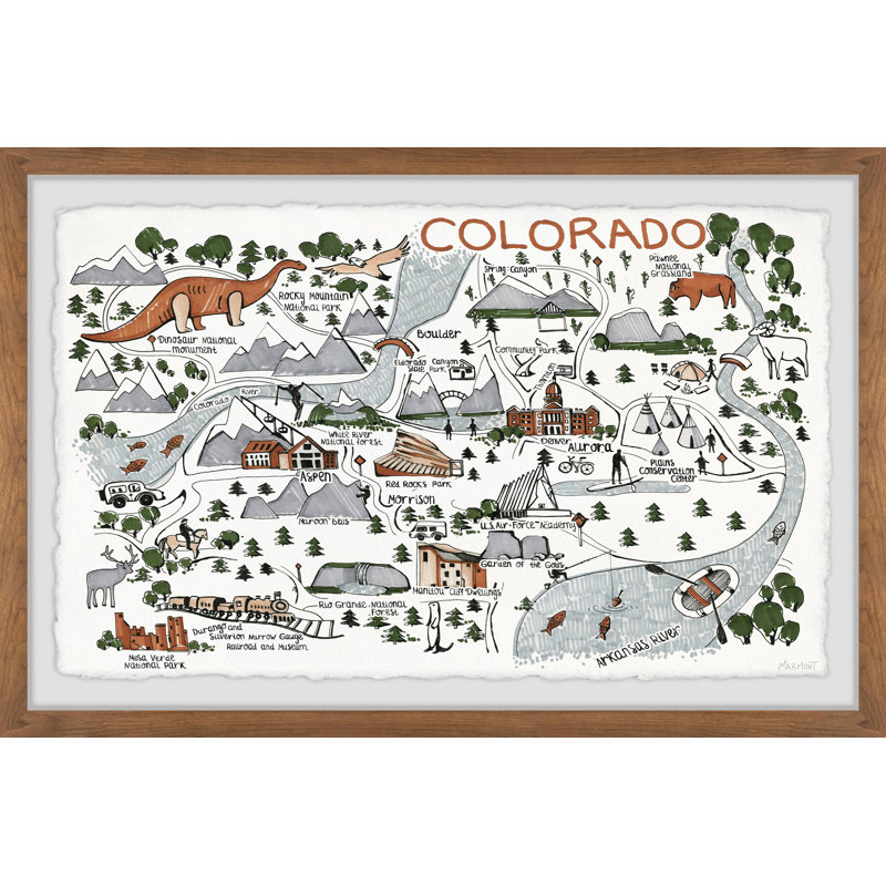 «Colorado Map Destination IV», reproduction d'art sur papier, H 8 po x l 12 po x P 1,5 po