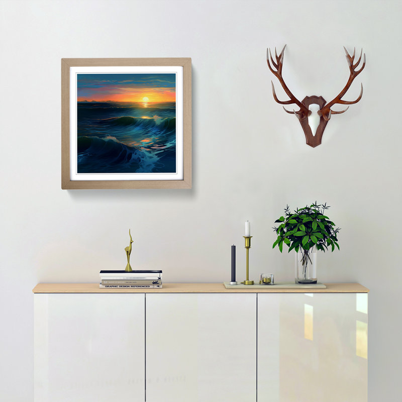 Ocean Digital Art - Framed Print, Oak