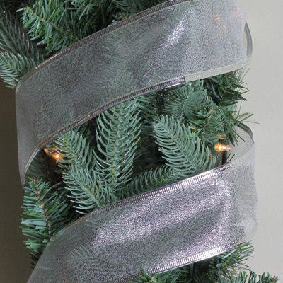 Shimmering Silver Christmas Wired Craft Ribbon 2.5" x 10 Yards