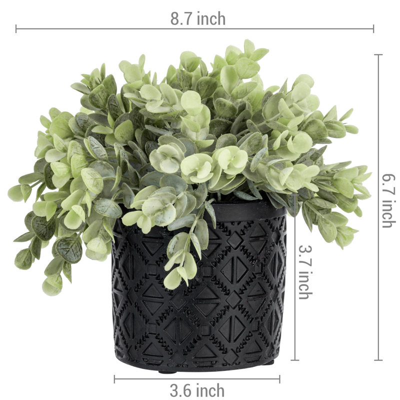 17cm Faux Eucalyptus Plant in Cement Pot