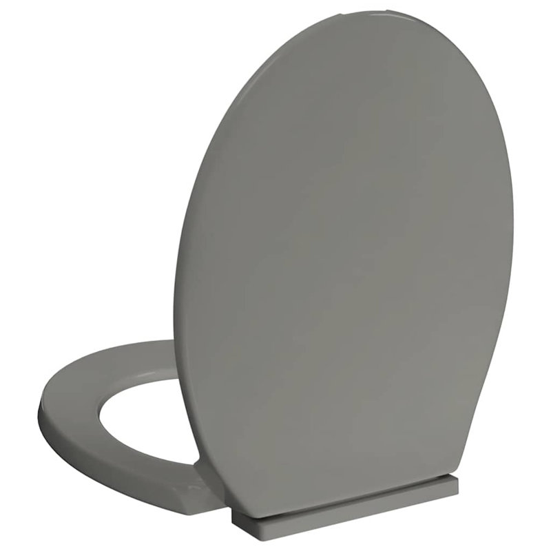 vidaXL Soft-Close Toilet Seat Grey Oval, Gray