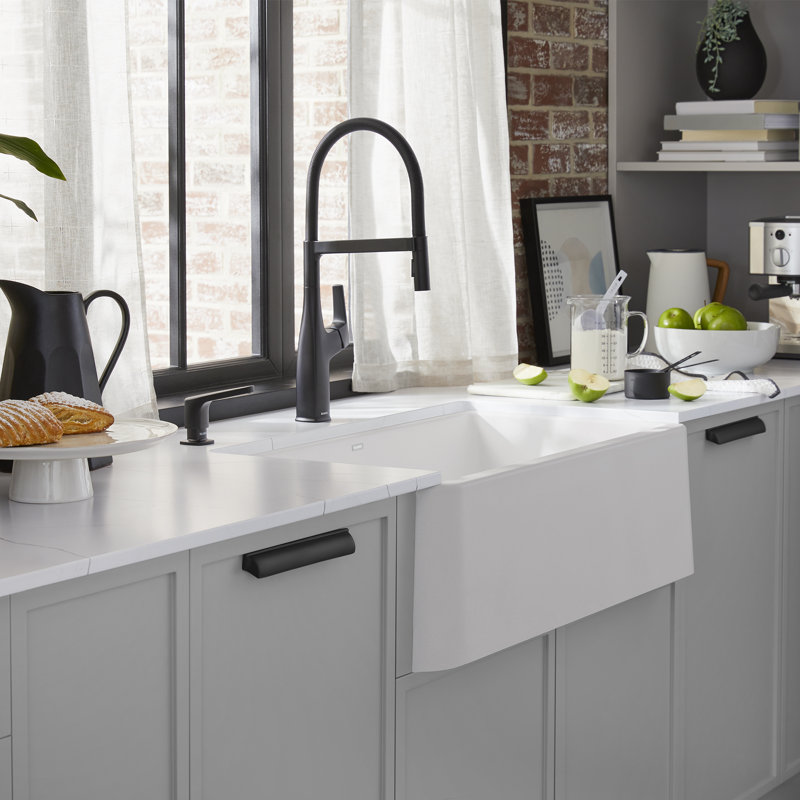 Ikon SILGRANIT 33" Single Bowl Apron-Front Farmhouse Sink - White, White