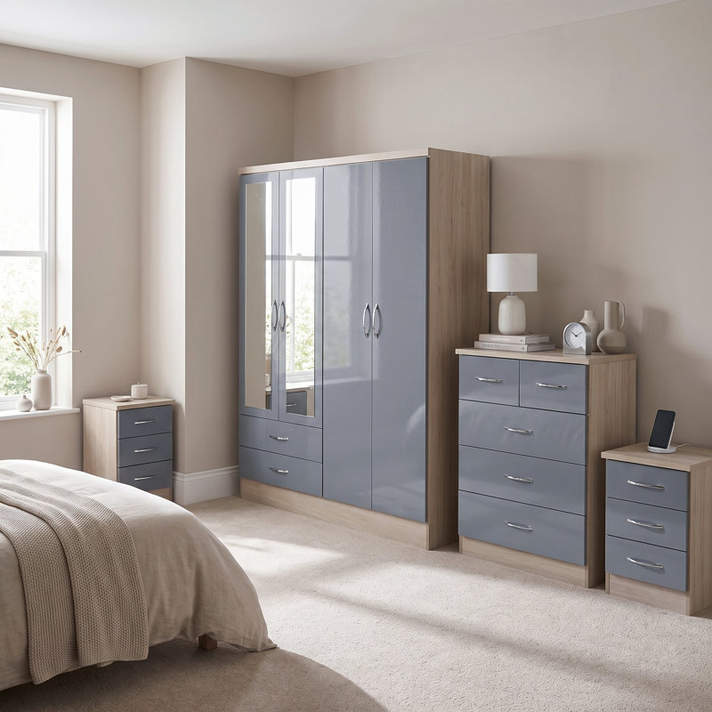 Cascio 4 Piece Bedroom Set, Grey