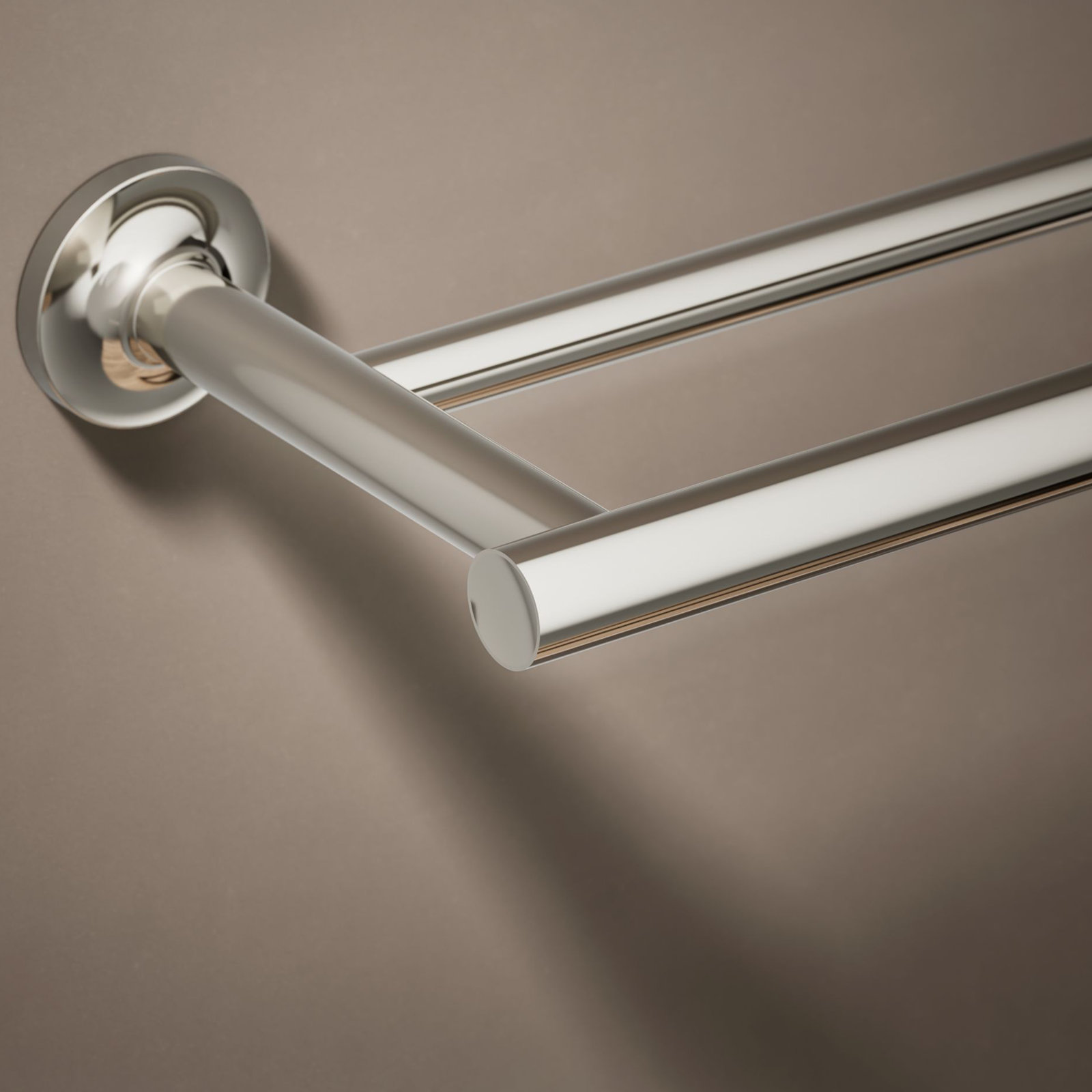Purist Double 24" Wall Mounted Towel Bar, Vibrant Polished Nickel
