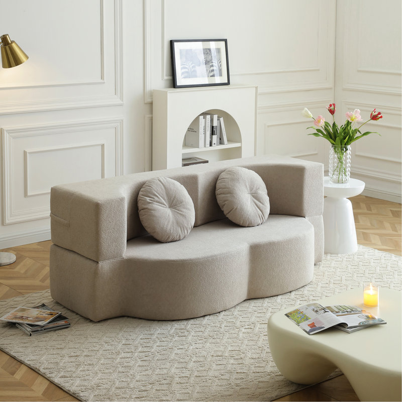 Lit pliant 2 en 1 avec oreiller, canapé-lit simple, futon kaki pour salon, bureau, appartement, sans assemblage, lit d'invité polyvalent et canapé-lit, convertible, rembourrage en mousse