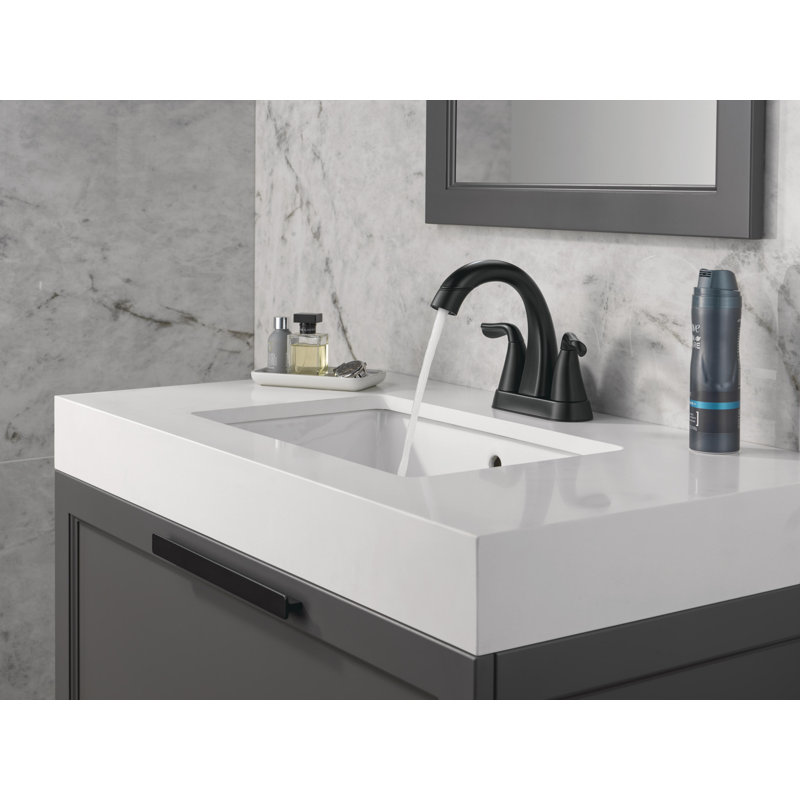 Robinet de salle de bain central rétractable à deux poignées Arvo, robinet de lavabo de salle de bain extractible, Noir mat