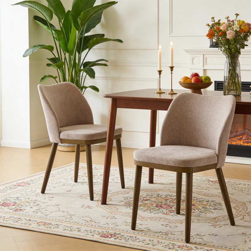 Chaise de salle à manger, ensemble de 2 (table non incluse), Crème abricot