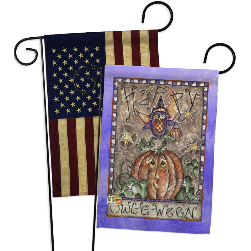 Hibou lo ween de polyester de 2 côtés 19 x 13 po happy drapeau de jardin