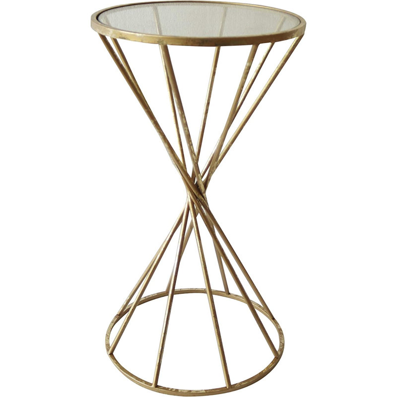 Danniell Glass Top Cross Legs End Table