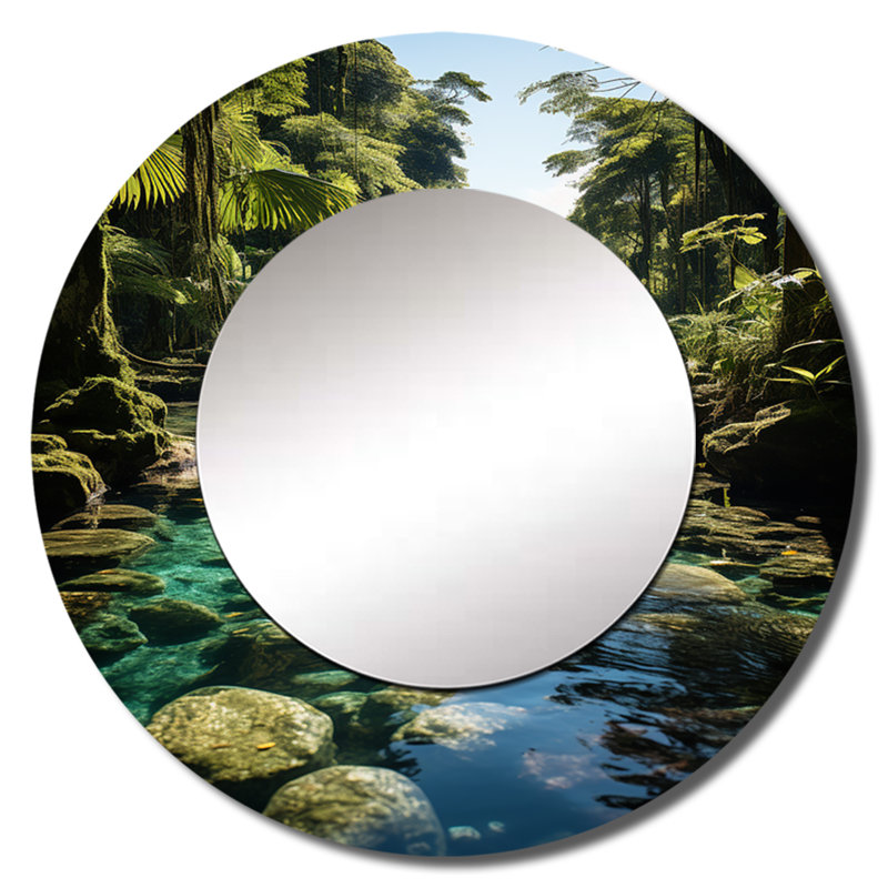 Dominicain Harmony Of Nature - miroir de plage, miroir mural rond vert, impression sur métal, 23 po x 23 po