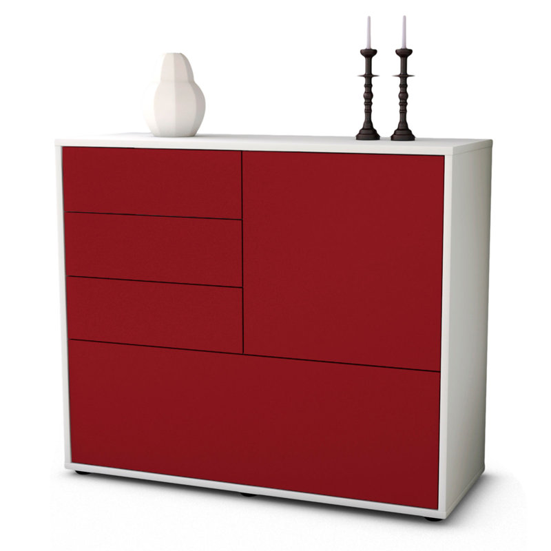 Redondo 92cm Sideboard, White/Red