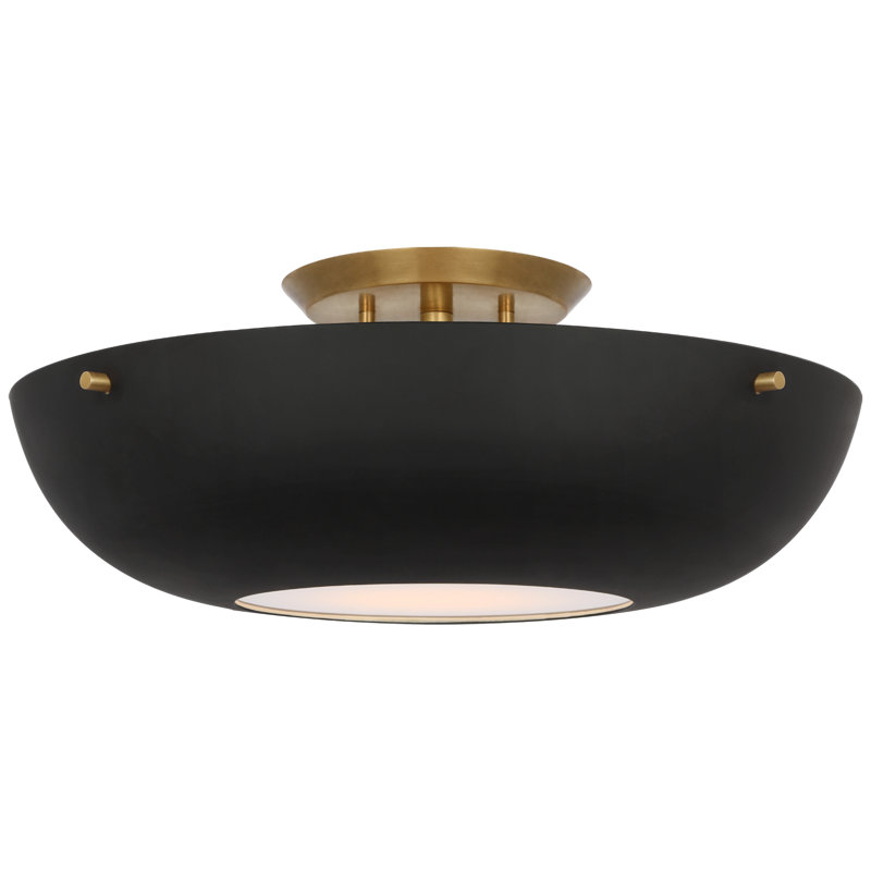 Valencia 1 - Light LED Semi Flush Mount, Hand-Rubbed Antique Brass, Matte Black
