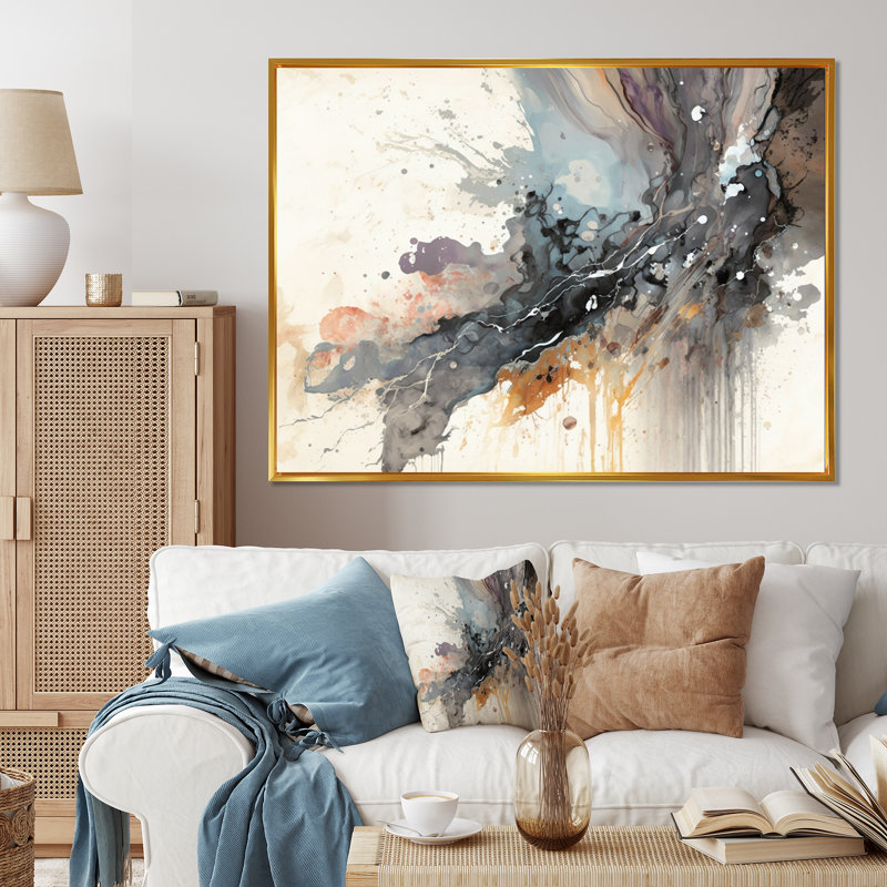 «Jazz Rhythms In Shades Of Grey II», reproduction sur toile, L 32 po x H 16 po, Toile avec cadre flottant or