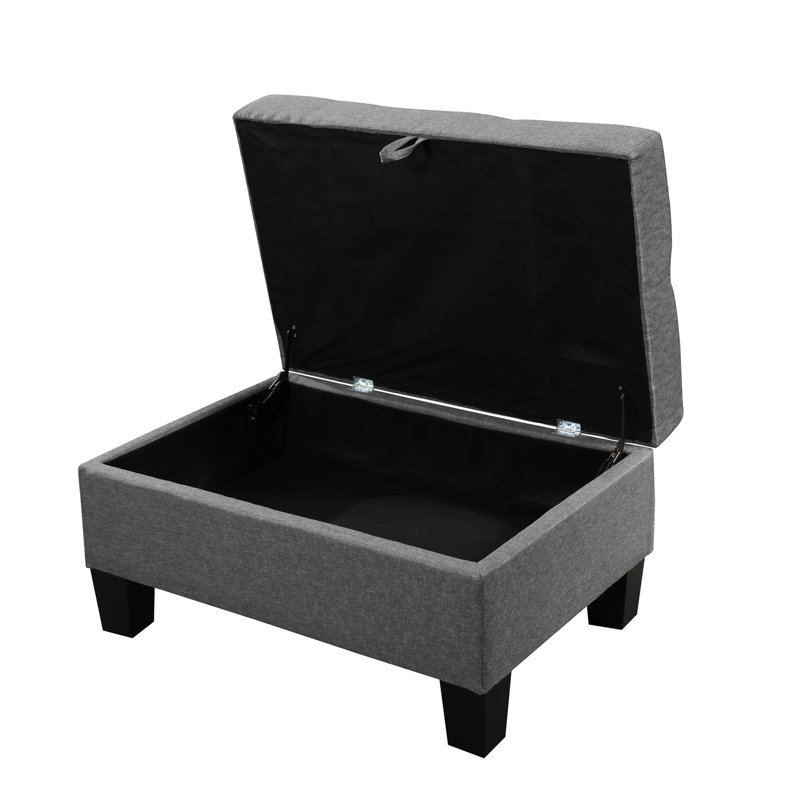 Salon modulaire de salon - gris avec méridienne droite et rangement rembourré en lin doux à 3 mains gris, mousse, style moderne, capacité de poids de 600 lb