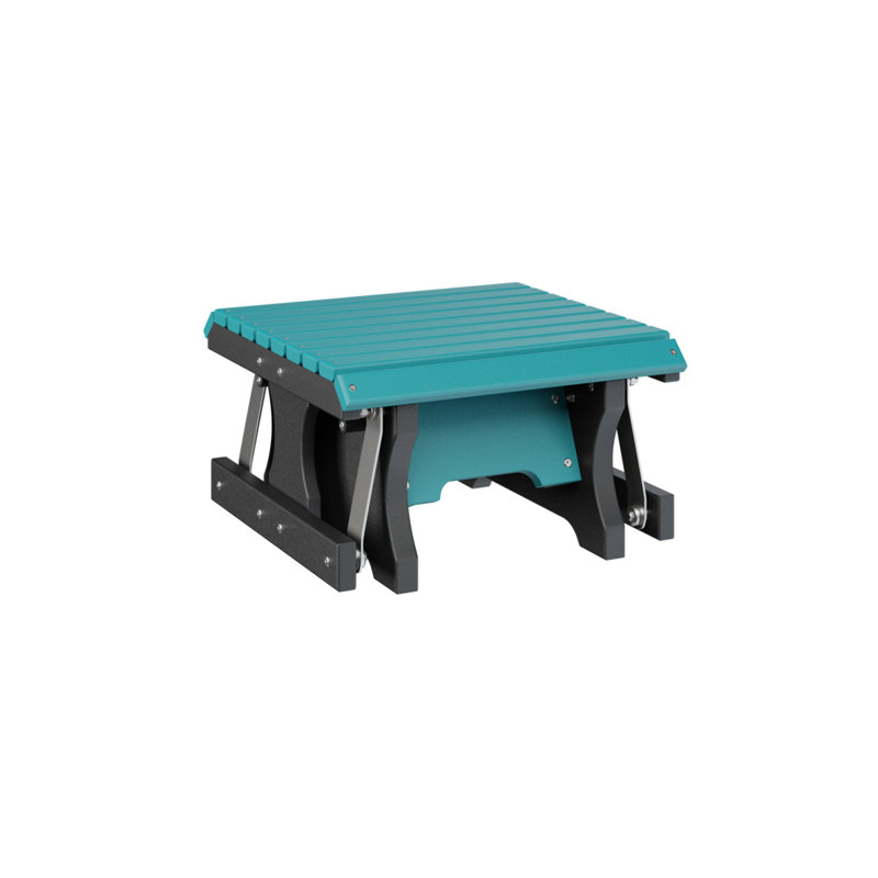Outdoor Ottoman, Aruba Blue Top/Black Base