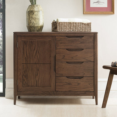 Simple And Modern Walnut Colored Accent Cabinet