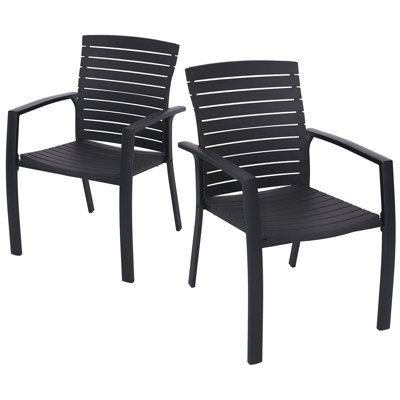 Moriya Aluminum/Plastic Outdoor Stackable Dining Armchair (Set of 2)
