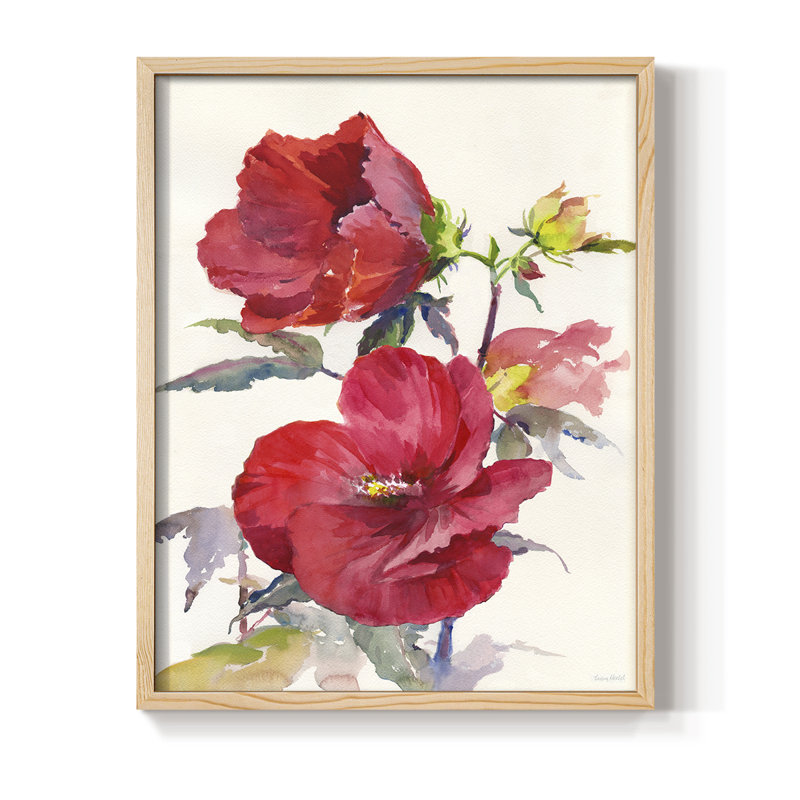 Hibiscus Glow III Framed Print - Solid Wood, Natural, 11" H x 9" W