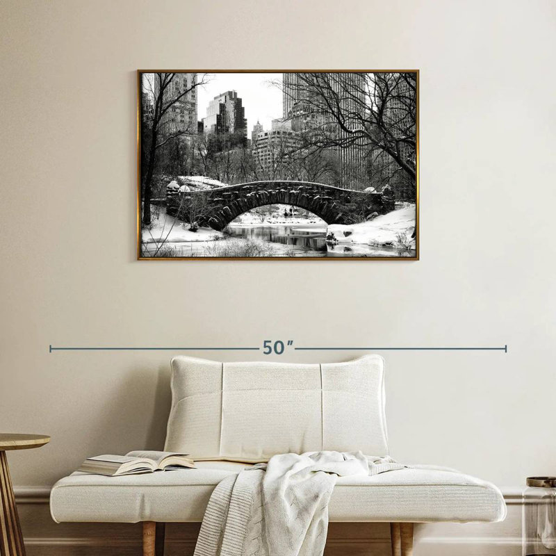 Central Park BW, Cadre flottant doré, 37 po x 25 po