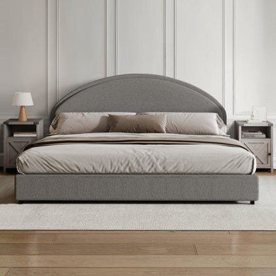 3 Piece Upholstered Bedroom Set And Set Of 2 Nightstands