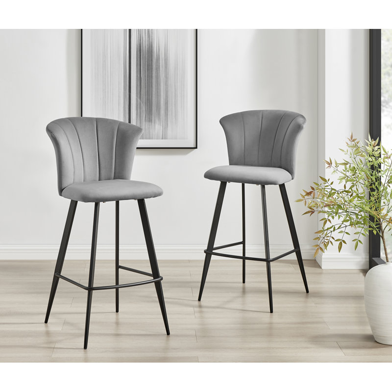 Tabouret de bar Juno, Noir, Gris