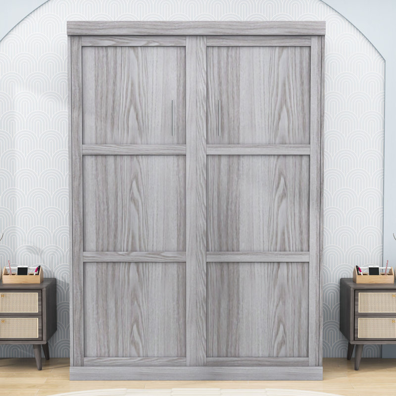 Lit escamotable avec armoire peu encombrante et lattes, Double