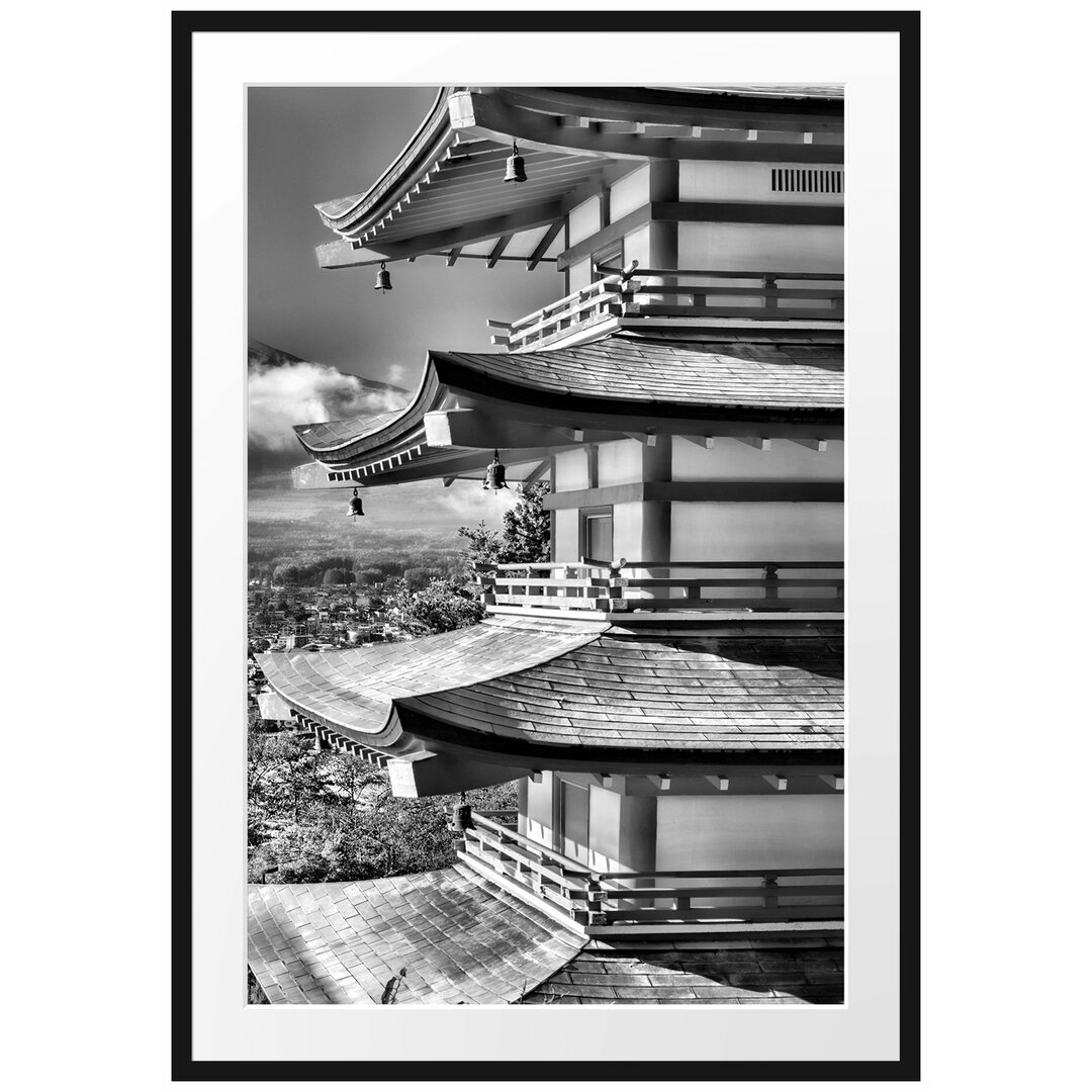 Gerahmtes Poster Tempel am Fudschijama Japan