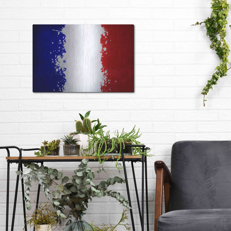 Art mural en métal «France» Lark Manor ™, H 12 po x l 16 po