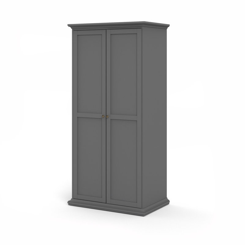 Melanie 2 Door Manufactured Wood Wardrobe, Matte grey