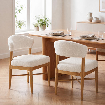 Modern Upholstered Solid Wood Dining Chair with Backrests, Side Chair for Dining Room/Living Room