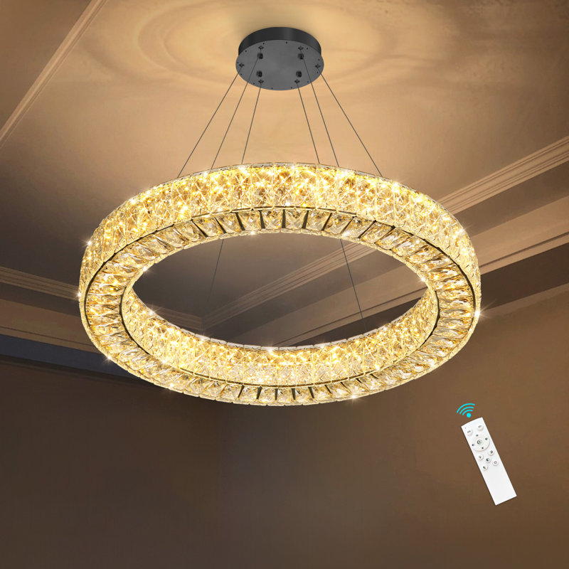 Lustre en cristal 32 pouces noir, 1 600 lumens, H 3,2 po x l 31,5 po x P 31,5 po