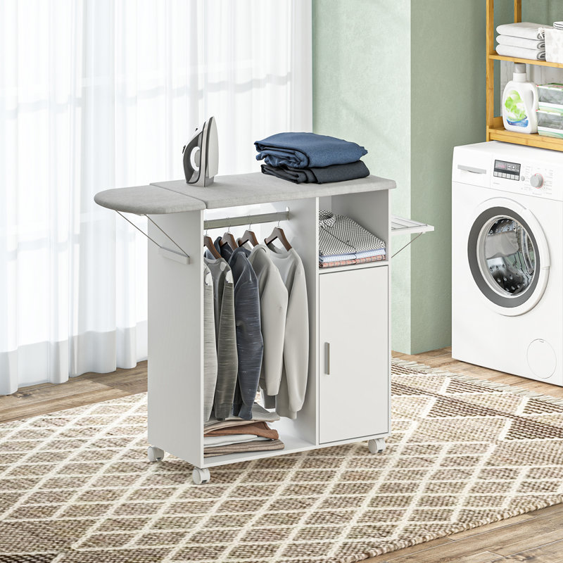 Linen, Foam, Engineered Wood Freestanding Ironing Board