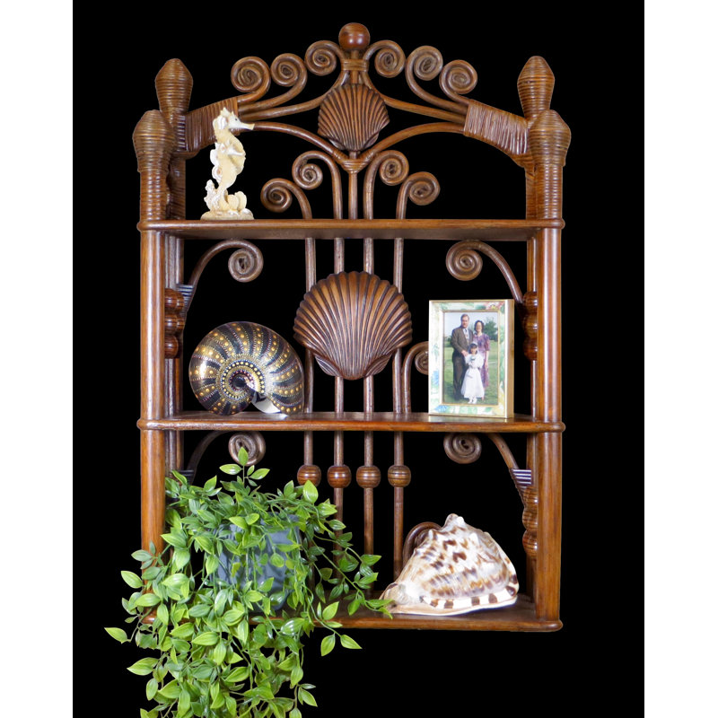 Maumelle 3 Piece Wicker Tiered Shelf, Brownwash