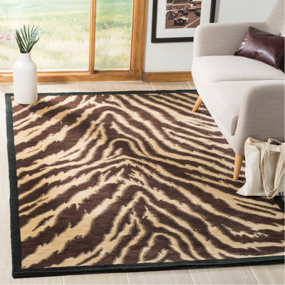 Tapis brun / beige en laine noué à la main Selene