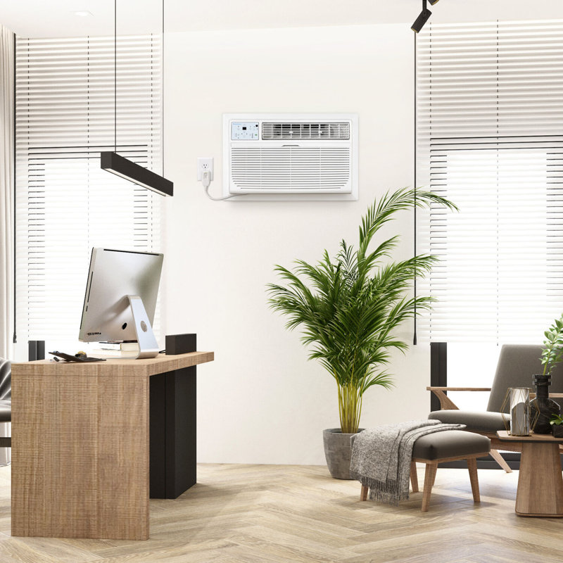 White 10,000 BTU Wall Mounted Air Conditioner with Heater and Remote