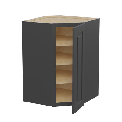 Gallery Express Ellison Plywood Assembled 27 in W x 15 in D x 36 in H Corner Diagonal Kitchen Cabinet Left in Onyx