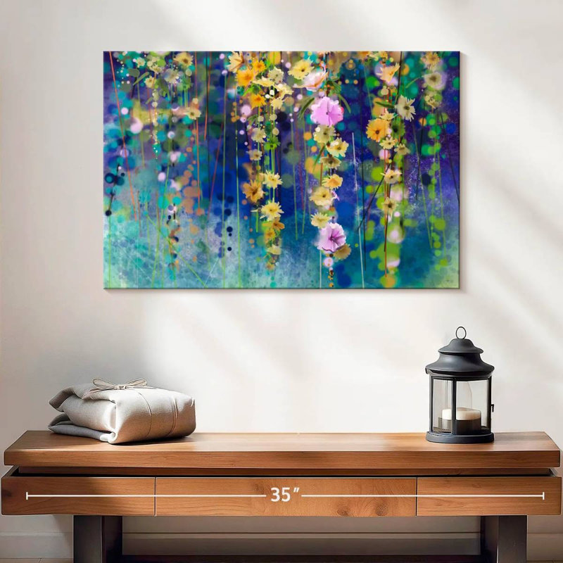 Harnek suspendu à motif floral abstrait, H 16 po x l 24 po