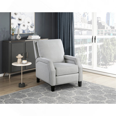 Push Back Reclining Chair Transitional Gray Chenille Upholstery 1Pc Cushion Seat Modern Living Room Furniture