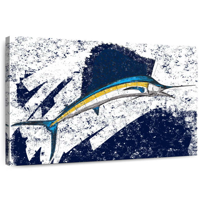 Grunge Style Sailfish, 34" H x 51" W