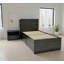 Lit simple avec rangement et 1 table de chevet gris foncé Robin