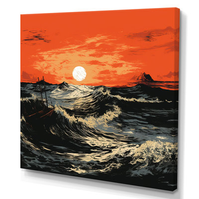 «Tangerine Skies Ocean Waves 4 - Coastal Sunset», art mural