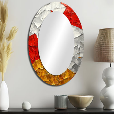 Abstrait Fiery Fragmented Balance III - Miroir mural moderne ovale