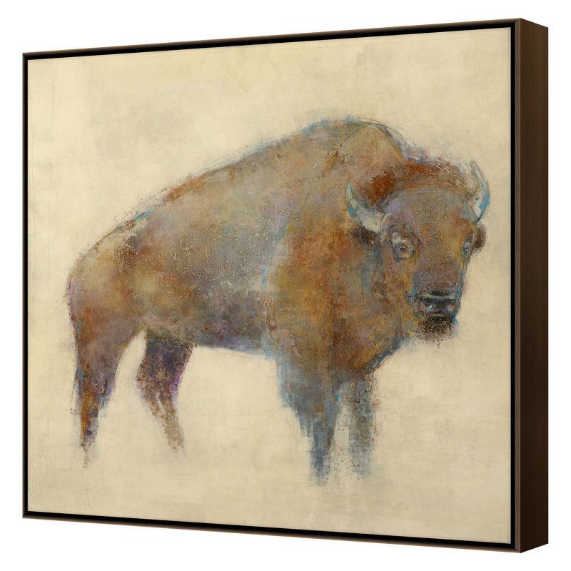 Bison Print by Maeve Harris, 36" H x 36" W x 1.88" D, Bronze Framed