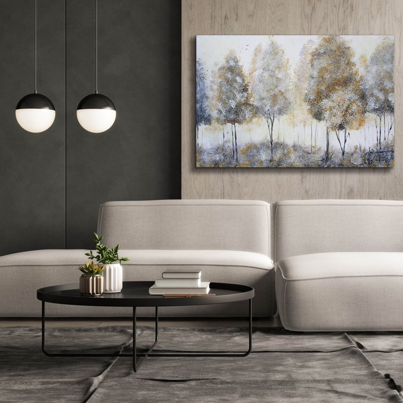 «Forest Of Gold A» par Jean Plout, art mural sur toile, H 40 po x l 60 po x P 1,5 po